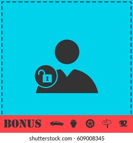 Person lock icon flat. Simple vector symbol and bonus icon