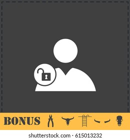 Person lock icon flat. Simple vector symbol and bonus icon