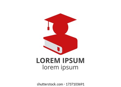 Person logo design template.  Child student with creative shapes. Isolated vector illustration for any business education like school, college, university, training center use.