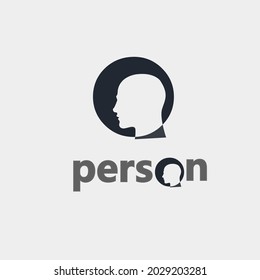 person logo vector with the shape of a person's head in the letter o