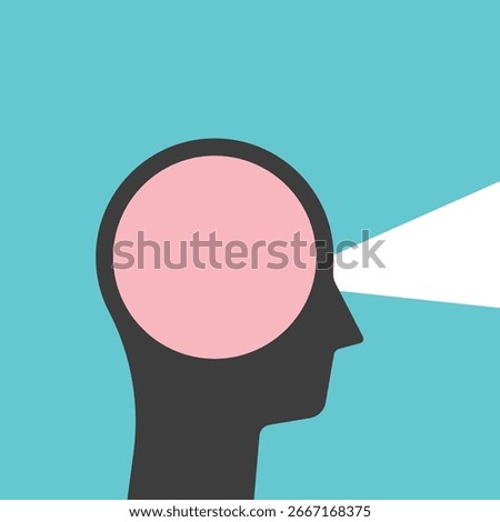 Person looking ahead. Vision, search, future, intuition, idea, planning, foresight, research, focus, opportunity, intelligence and imagination concept. Flat design. EPS 8 vector illustration