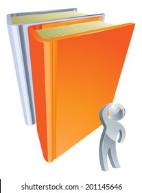 A person looking up at books. Education concept, could be making a decision about what to study