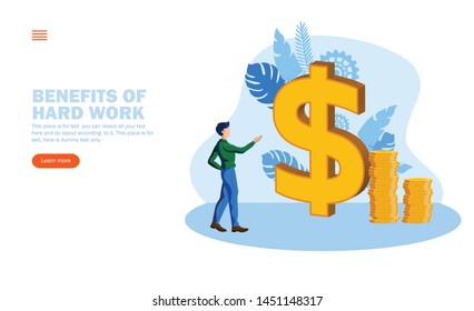 person looking at dollar sign  with coins concept vector illustration
