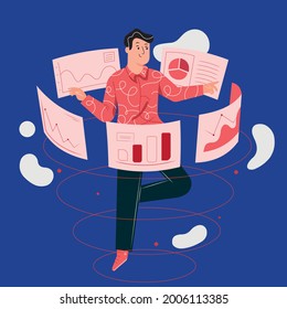 A person is looking for information online. Analysis of the received files and its accounting. The guy is looking for information on the web