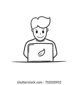 person looking at laptop