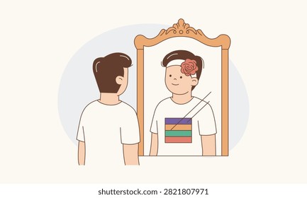 Person Looking in Mirror