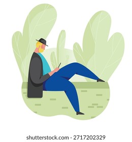 Una persona mirando un teléfono Ilustrador Gráficos