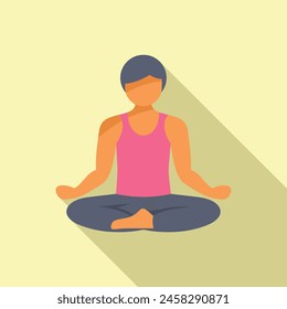 Person lotus pose icon flat vector. Relax exercise. Peace meditating