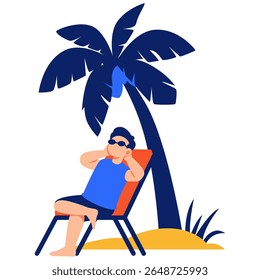 A person lounges peacefully under a palm tree on the beach, embracing relaxation and tropical vibes
