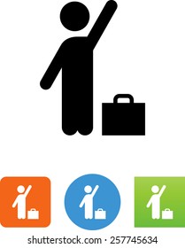 Person with luggage hailing a cab icon