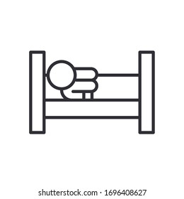 person with lying in bed covid19 symptom line style icon vector illustration design