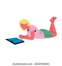 Pessoa Deitada e Lendo um Livro Confortavelmente