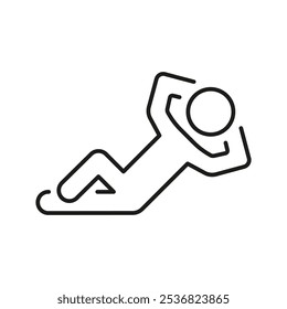 Person Lying Down And Relaxing Line Icon. Resting Individual Outline Symbol. Relaxation And Rest Pose. Relaxed Position. Editable Stroke. Isolated Vector Illustration.