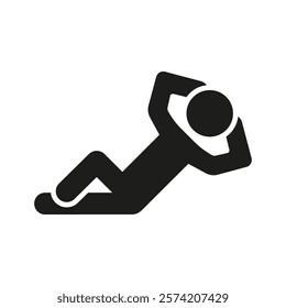 Person Lying Down And Relaxing Silhouette Icon. Resting Individual Glyph Symbol. Relaxation And Rest Pose. Relaxed Position. Isolated Vector Illustration.