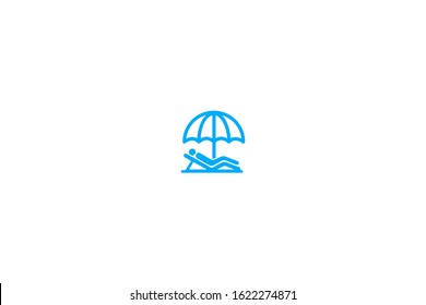 Person lying on a beach under an umbrella icon in trendy flat style isolated on white background vector illustration