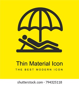 Person lying on a beach under an umbrella bright yellow material minimal icon or logo design