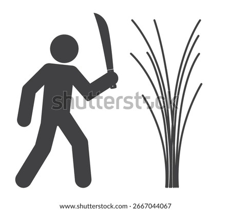 person with machete in hand cut down bush icon