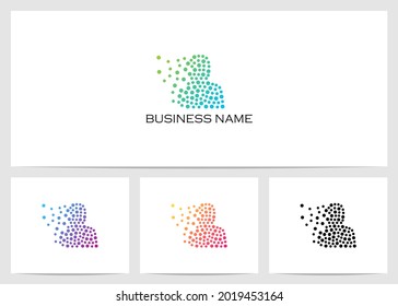 Person Made From Dots Disinetgrated Logo Design