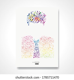 Person made with pixels. Digital generation and digital development concept. Vector illustration. Abstract design template for brochures, flyers, magazine, business card, book cover, poster. 