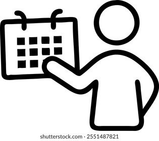 Person with Magic Calendar and Floating Dates concept as A person holding a magic calendar with floating dates set against a blank background offering space for text or graphics sy