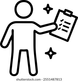 Person with Magic Clipboard and Floating Checklists concept as A person holding a magic clipboard with floating checklists set against a blank background offering space for text or