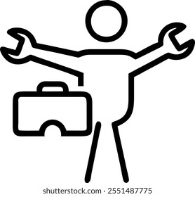 Person with Magic Toolbox and Floating Wrenches concept as A person holding a magic toolbox with floating wrenches set against a blank background providing space for text or graphi