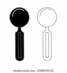 person with magnifying glass . White background
