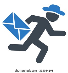 Person Mail Courier vector icon. Style is bicolor flat symbol, smooth blue colors, rounded angles, white background.