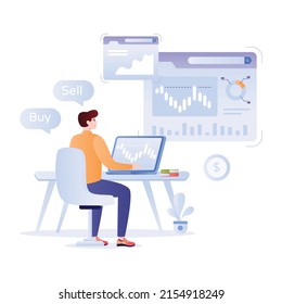 Person making a page, flat illustration of web development 

