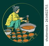 a person is making palm sugar vector