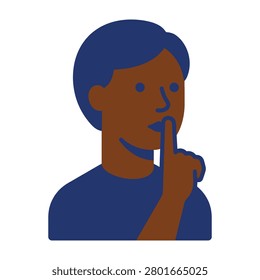 Person making a silence gesture with finger on lips vector illustration communication illustration stillness confidential discretion attention