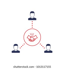 Person Male Icon Team Work and Handshake Symbol Vector Illustration