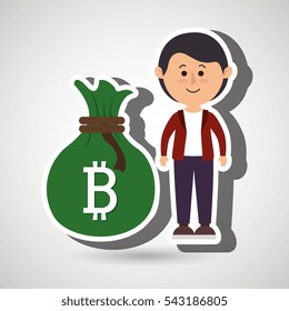 person man bit coin web