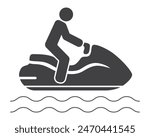 Person man drive jetski race boat icon with waves