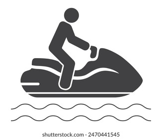 Person man drive jetski race boat icon with waves