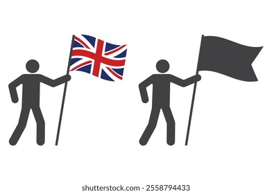 person man hold UK united kingdom national flag icon