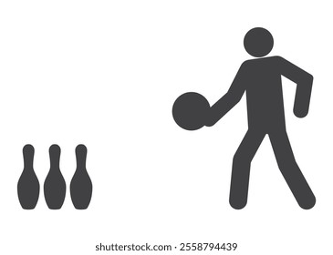 Person man play bowling game with pins and ball icon