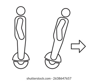 person man ride electric unicycle vehicle outline icon 