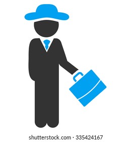 Person Manager vector icon. Style is bicolor flat symbol, blue and gray colors, rounded angles, white background.