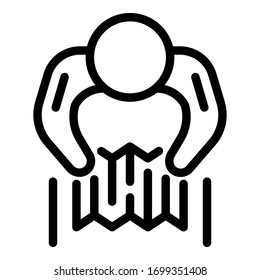 Person with map top view icon. Outline person with map top view vector icon for web design isolated on white background
