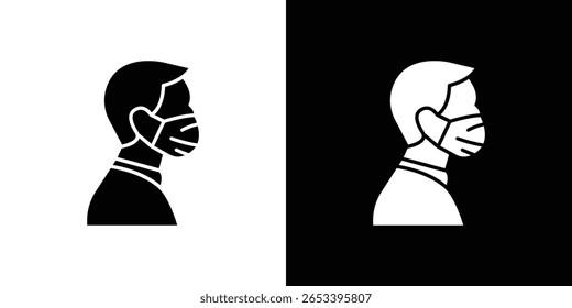 Person in mask icon black silhouette for web, and mobile app