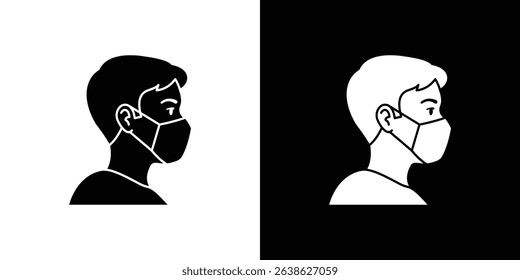 Person in mask icon Vector in flat style. Collection silhouettes