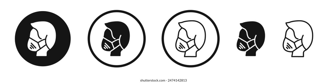 Person in mask icon vector symbol for healthcare.