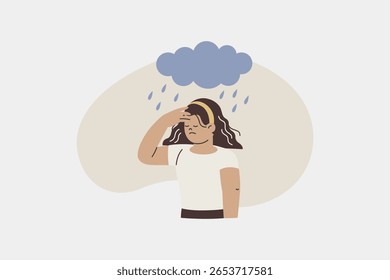 Person Masking Emotions with Sad and Happy Faces Illustration