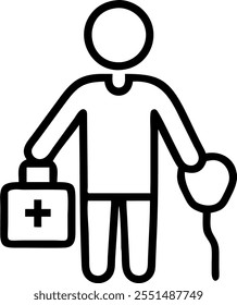 Person with Medical Bag and Stethoscope for Healthcare Service concept as A person holding a medical bag and stethoscope set against a blank background providing space for text or