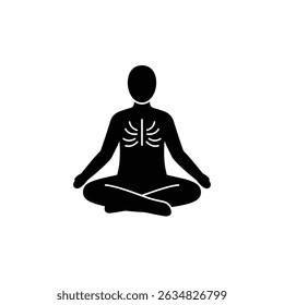 Person meditating breathwork yoga relaxation.