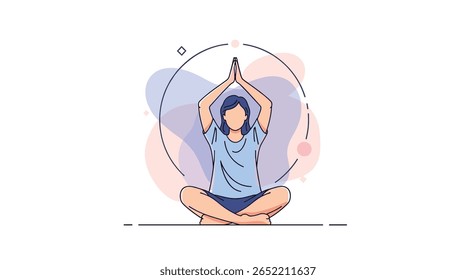 A Person Meditating in a Peaceful Pose Embracing Serenity and Inner Calm Amidst Abstract Shapes and Gentle Colors Representing Mindfulness and Relaxation