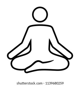 A person meditating in a state of zen calmness line art vector icon for yoga meditation apps and websites