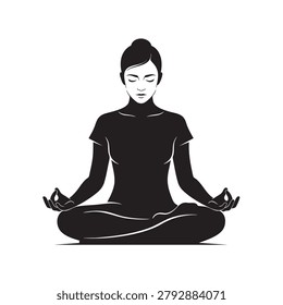 person meditating in yoga pose with flat vector style