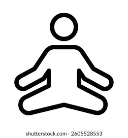 Person meditating in yoga pose vector icon. Editable stroke.